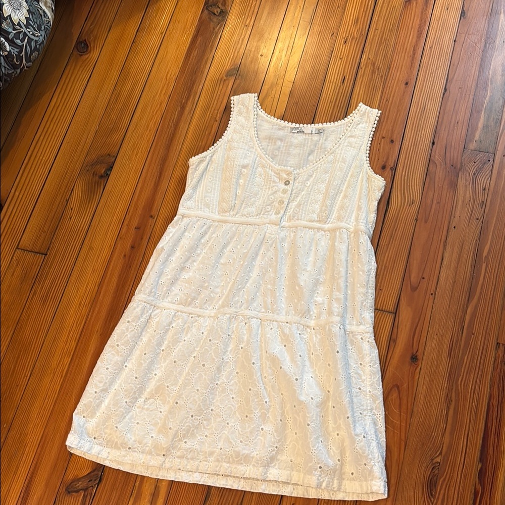 Prana White Sleeveless Eyelet Dress